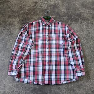 Vintage Great Land Flannel Shirt Mens L Red Plaid Pockets Western Outdoors